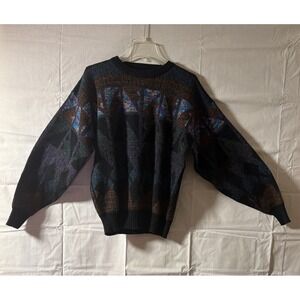 VTG 80s Michael Gerald Geometric Abstract‎ Dadcore  Acrylic Wool Sweater Large